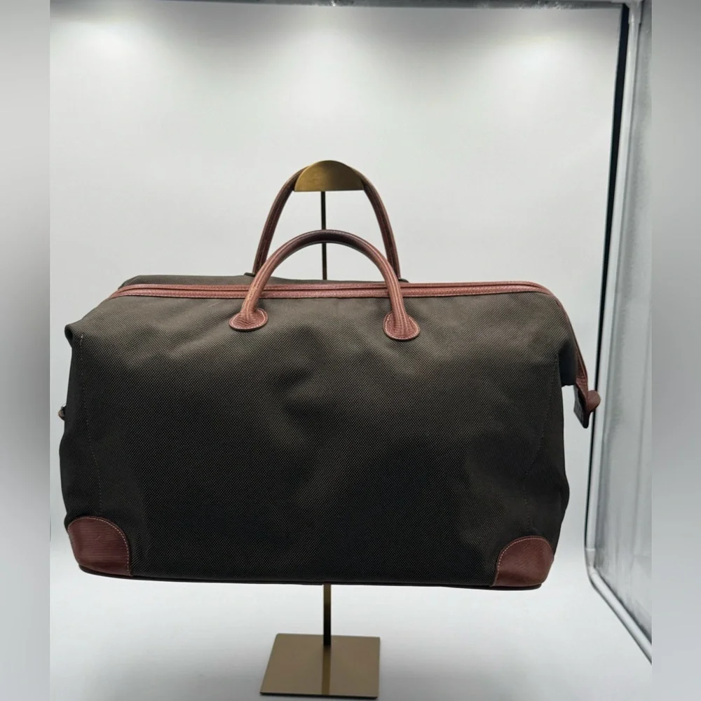 Longchamp Heavy-Weave Canvas & Leather Travel Bag – Weekender Carry-On